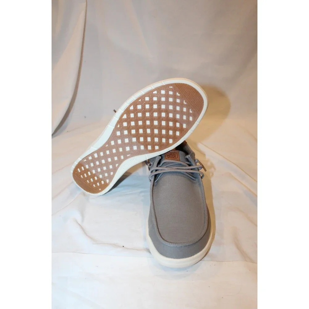 Hey Dude Paul Canvas Men's Lace-Up Sneakers MONUMENT GRAY NIB SZ 8